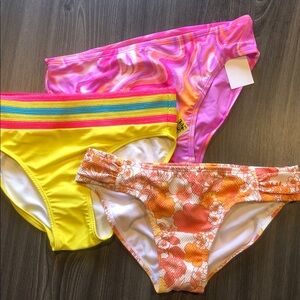 Nordstrom 3-Pack Bikini Bottoms in Yellow, Pink & Orange Prints